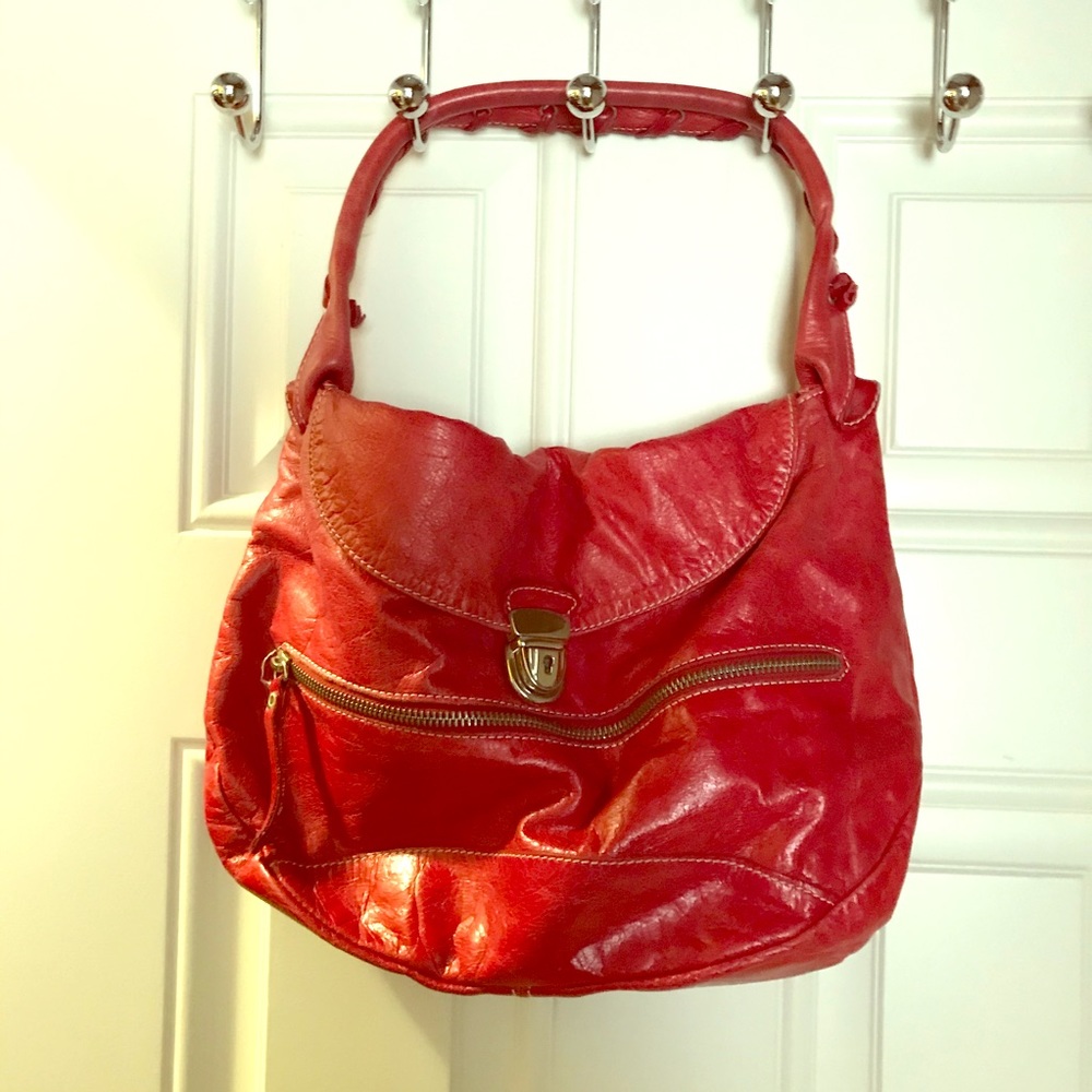 Kenneth Cole red leather hobo